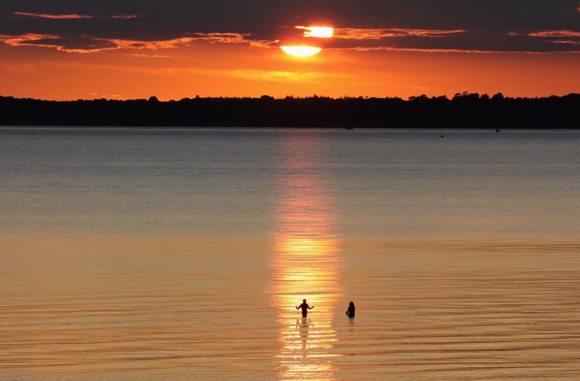 Evening bathers at Hill Head